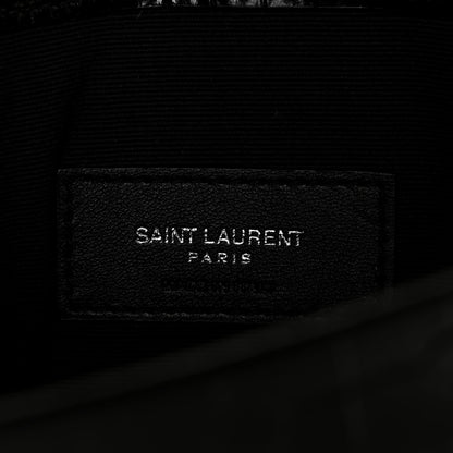 Saint Laurent Calfskin Crocodile Embossed Uptown Monogram Clutch Black 6 of 10