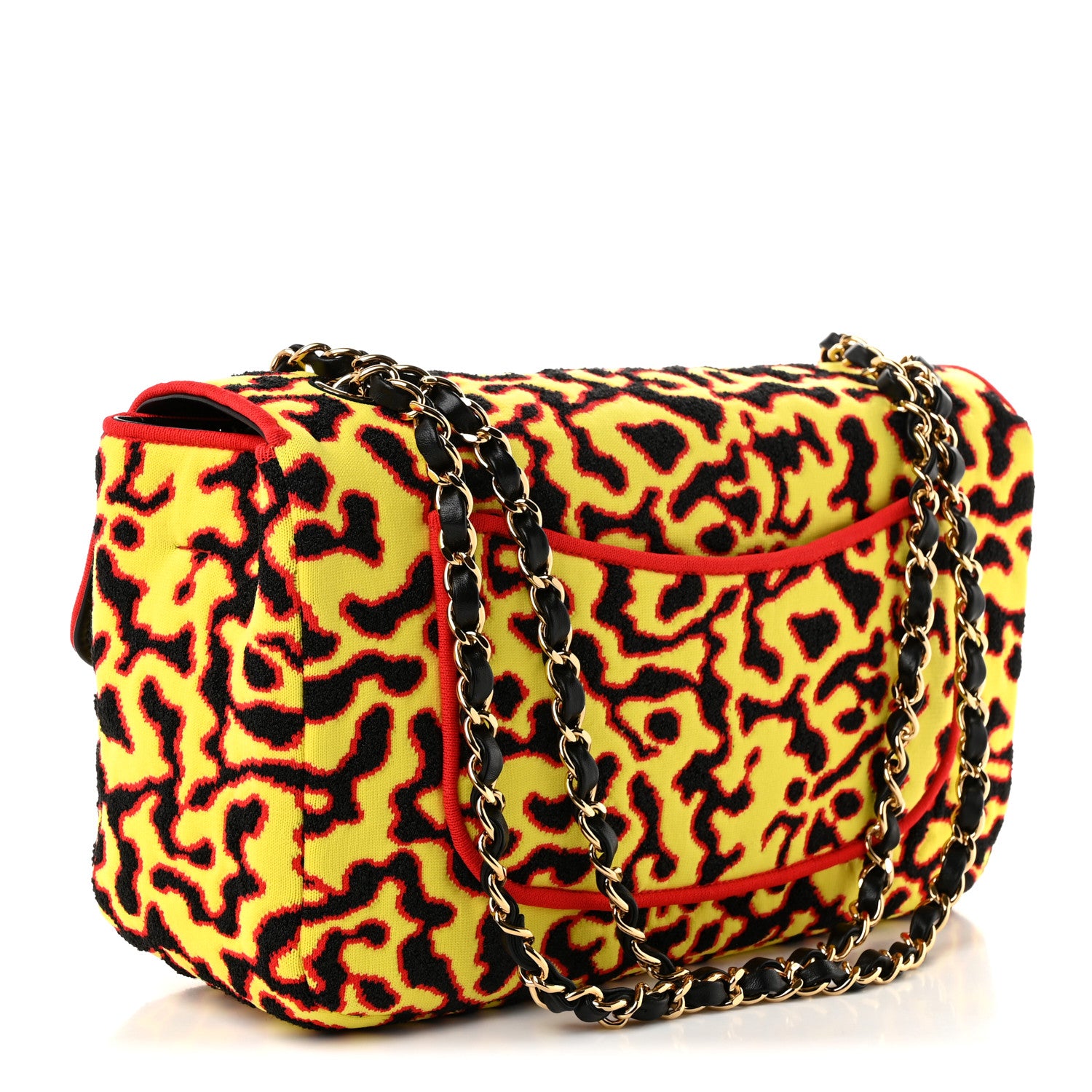 Chanel Mixed Fibers Magma Maxi Flap Yellow Black Red 3 of 11