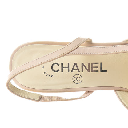 Chanel Calfskin Cap Toe CC Slingback Pumps 38 Beige Black 7 of 13