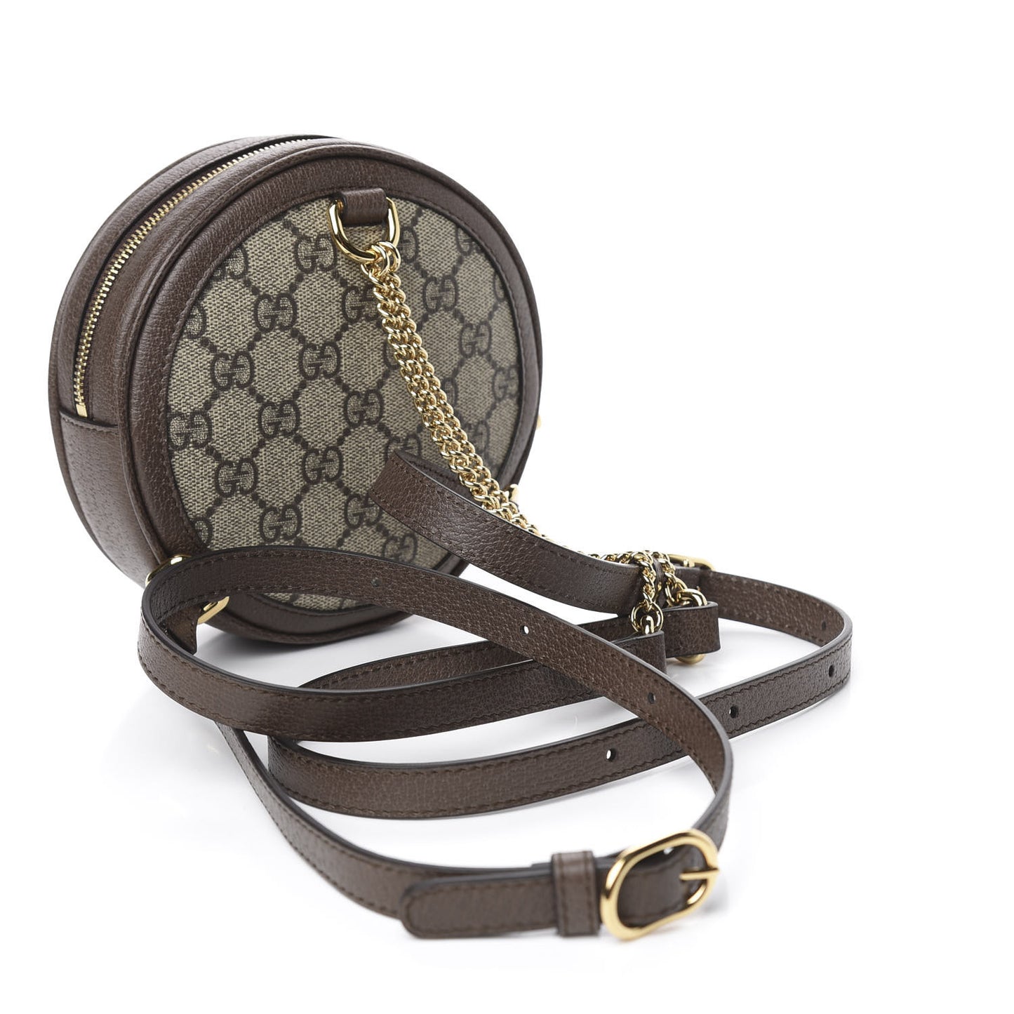 GG Supreme Monogram Web Mini Ophidia Round Backpack Brown