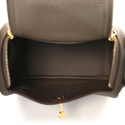 Hermes Taurillon Clemence Maxi Quadrille Mini Lindy 20 Etoupe Chai Nata Bleu Brume 5 of 13