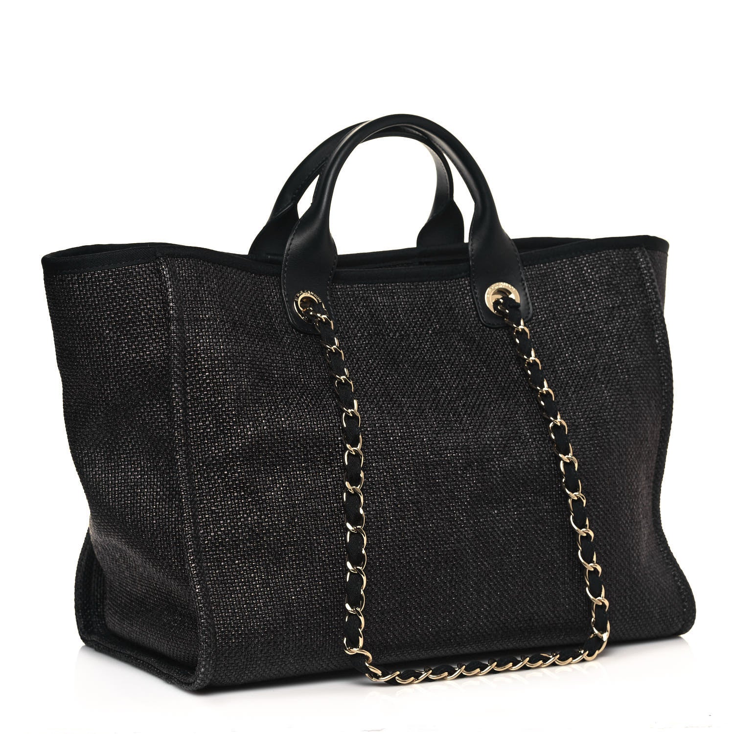 Chanel Woven Straw Raffia Large Deauville Tote Black 3 of 12