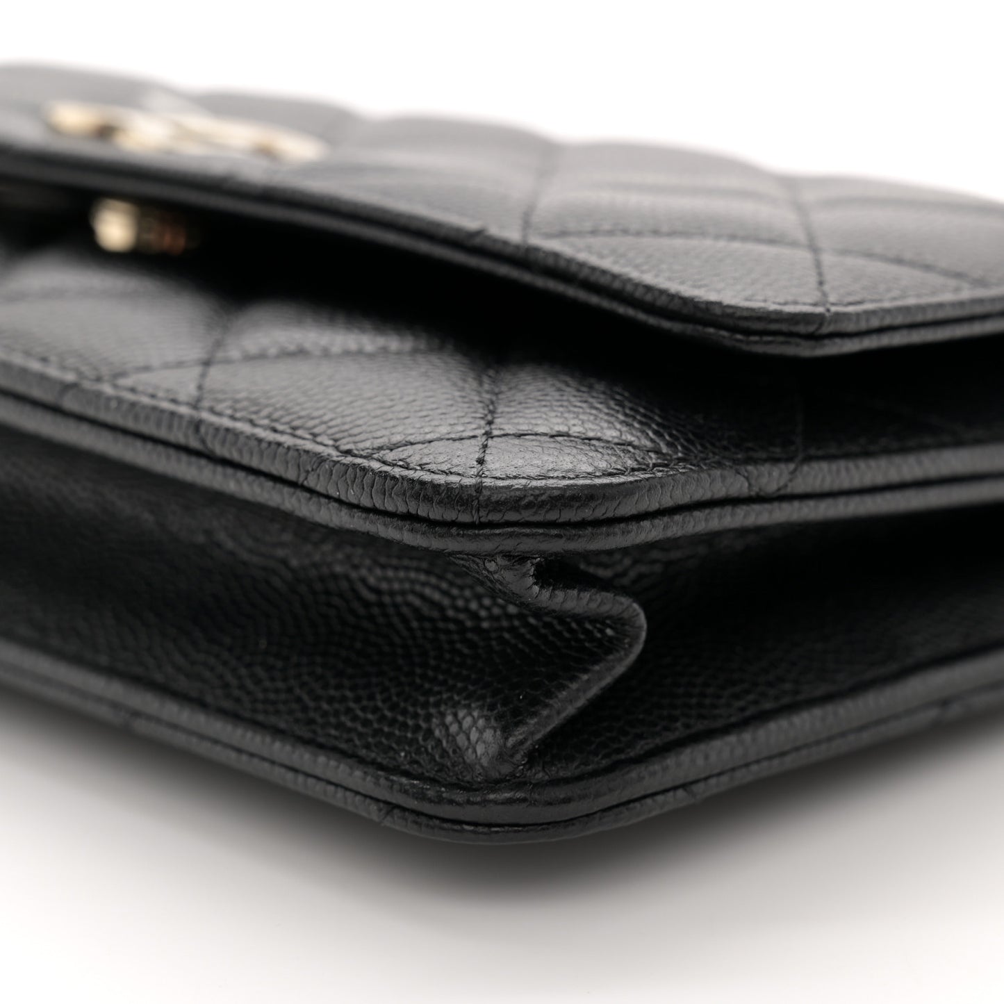 Caviar Quilted Crystal CC Wallet On Chain WOC Black