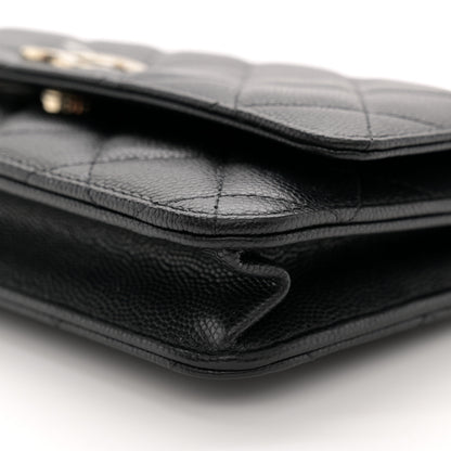 Chanel Caviar Quilted Crystal CC Wallet On Chain WOC Black 10 of 11