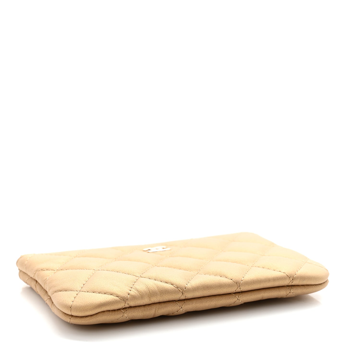 Lambskin Quilted Small Cosmetic Case Gold