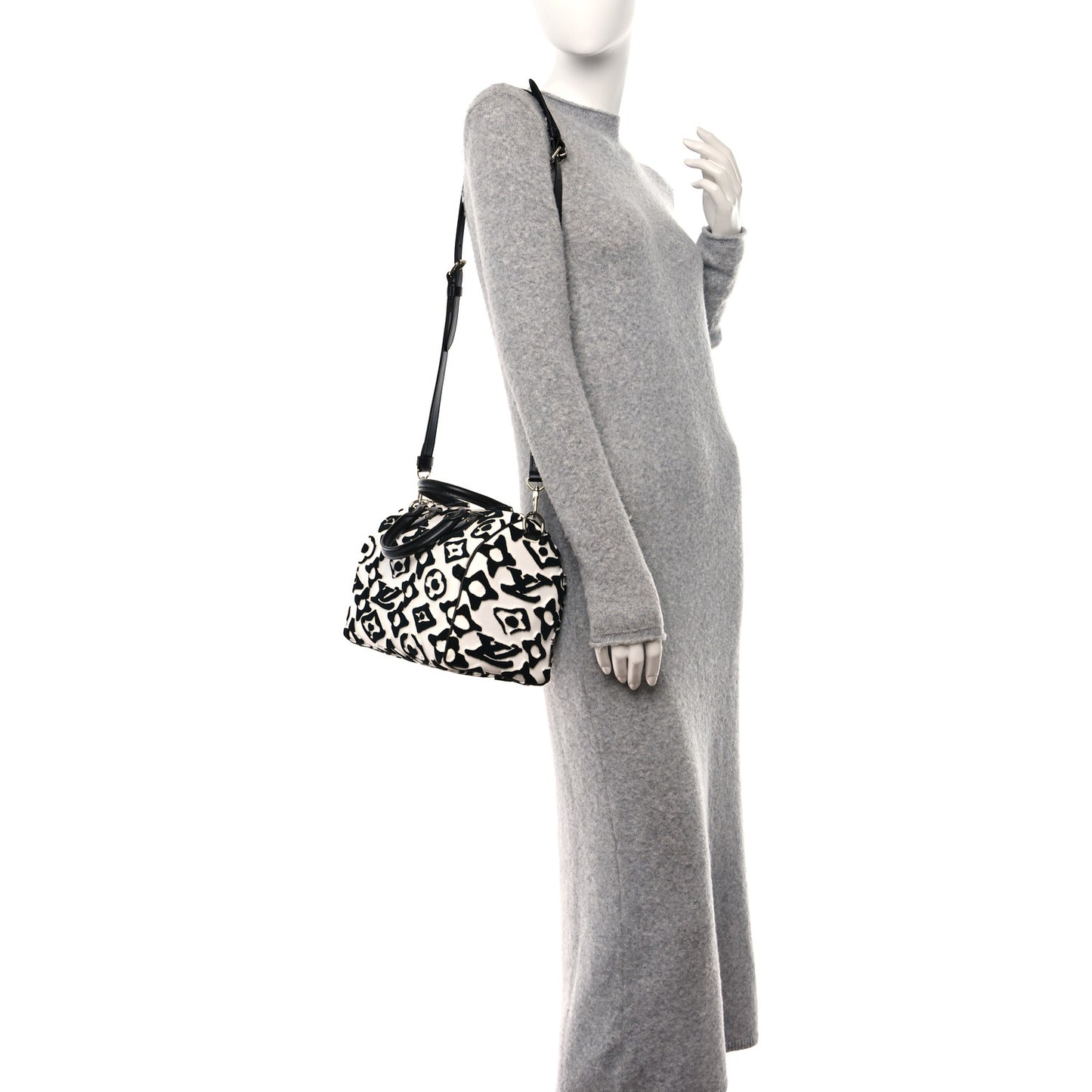X UF Tufted Monogram Speedy Bandouliere 25 White Black