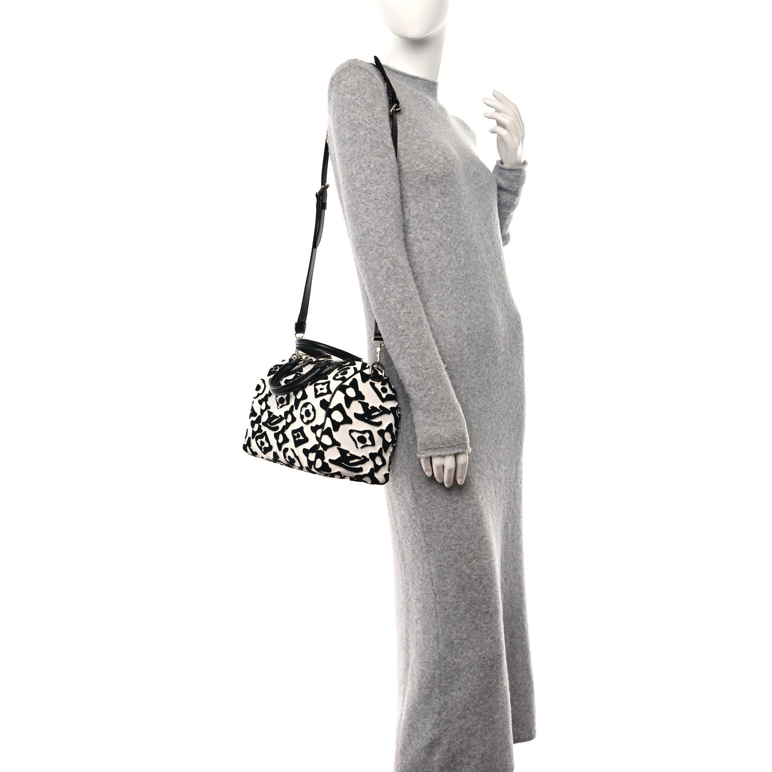 Louis Vuitton X UF Tufted Monogram Speedy Bandouliere 25 White Black 2 of 10