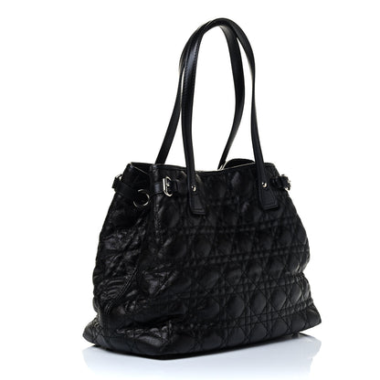 Christian Dior Coated Canvas Cannage Small Panarea Tote Black 2 of 4