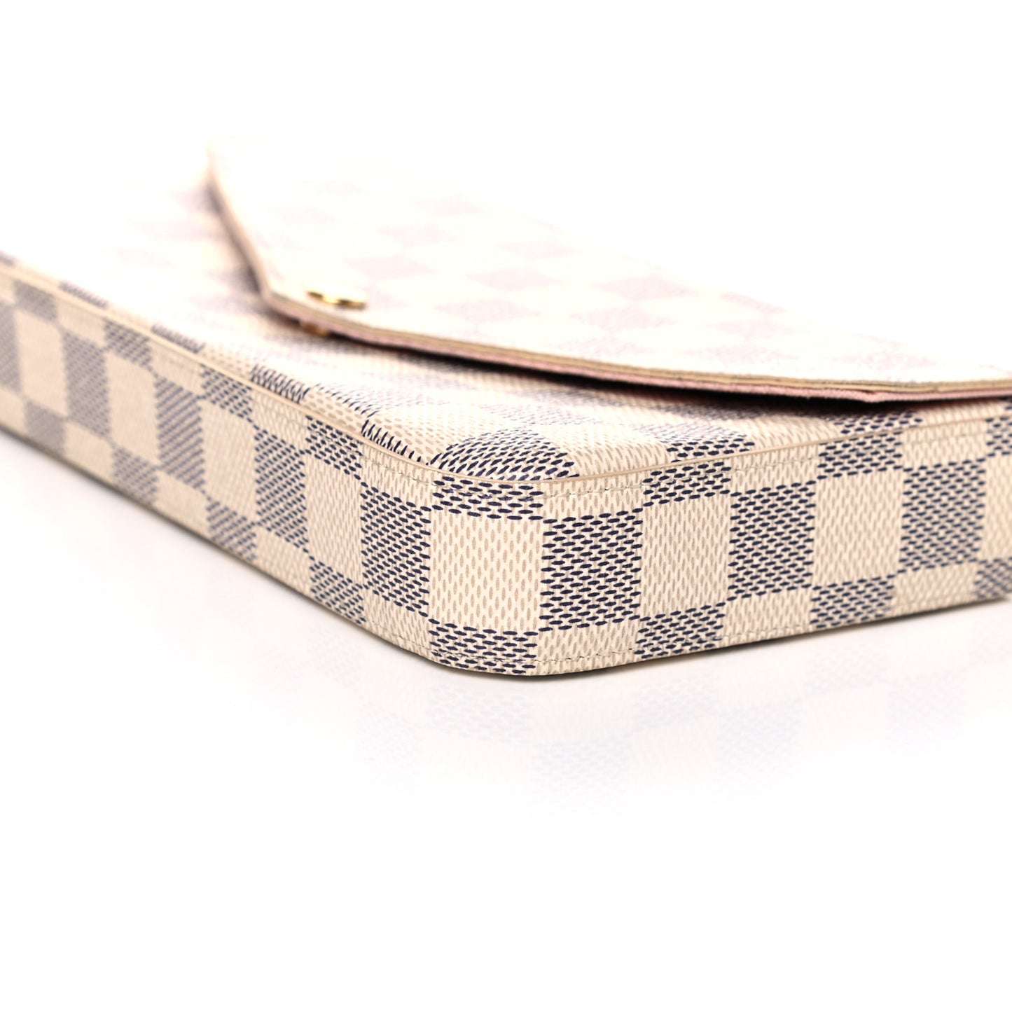 Damier Azur Pochette Felicie Chain Wallet Rose Ballerine