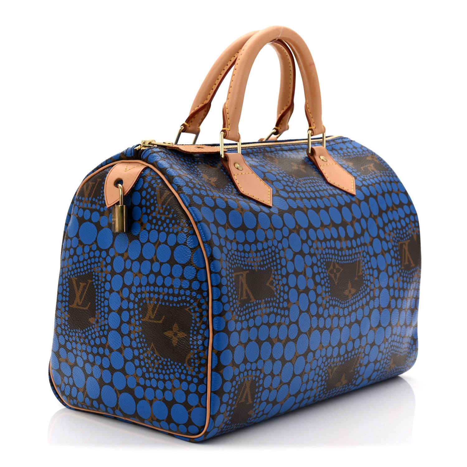 Louis Vuitton Monogram Kusama Town Speedy 30 Blue 3 of 10