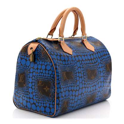 Louis Vuitton Monogram Kusama Town Speedy 30 Blue 3 of 10