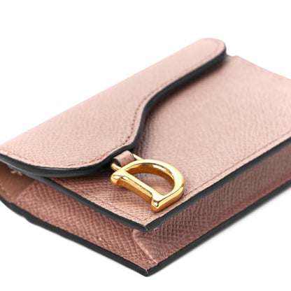Christian Dior Grained Calfskin Saddle Card Holder Blush 10 of 12