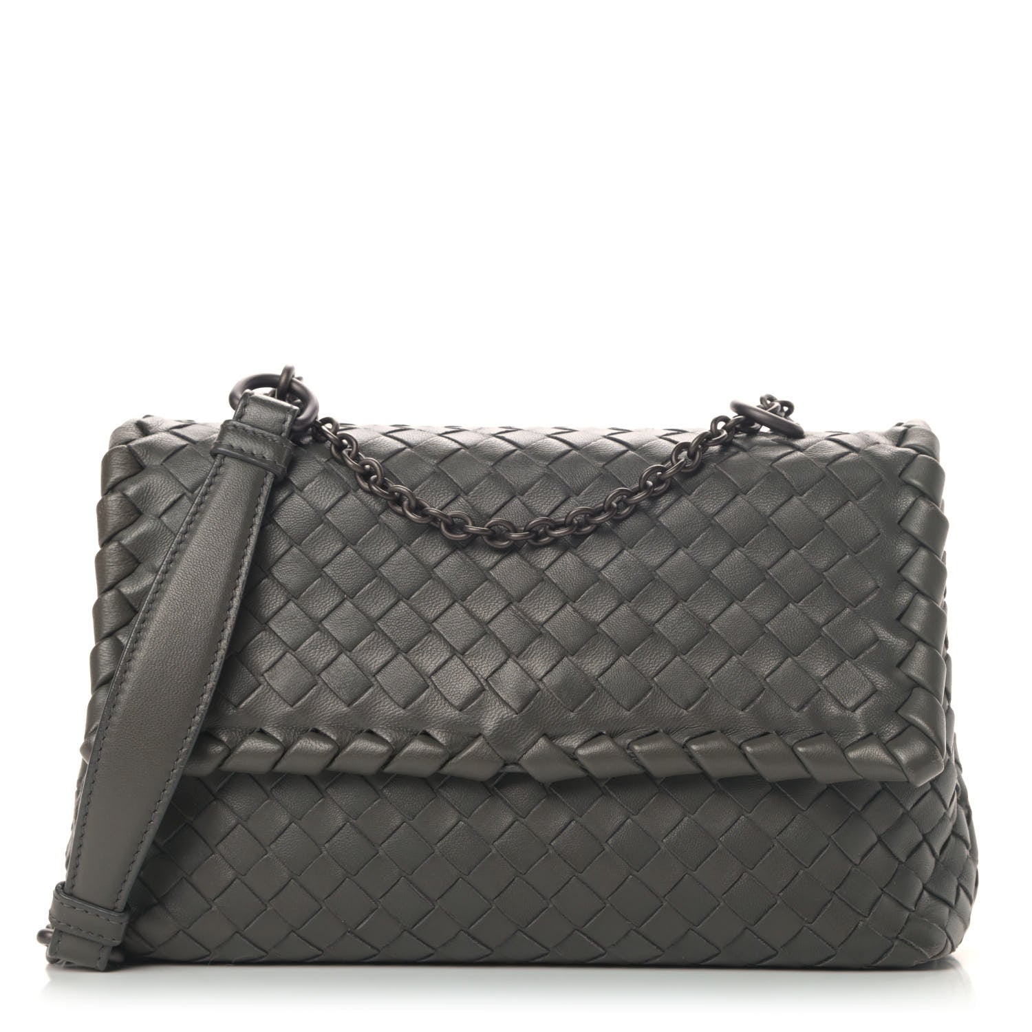 Bottega Veneta Nappa Intrecciato Baby Olimpia Shoulder Bag Steel 1 of 7