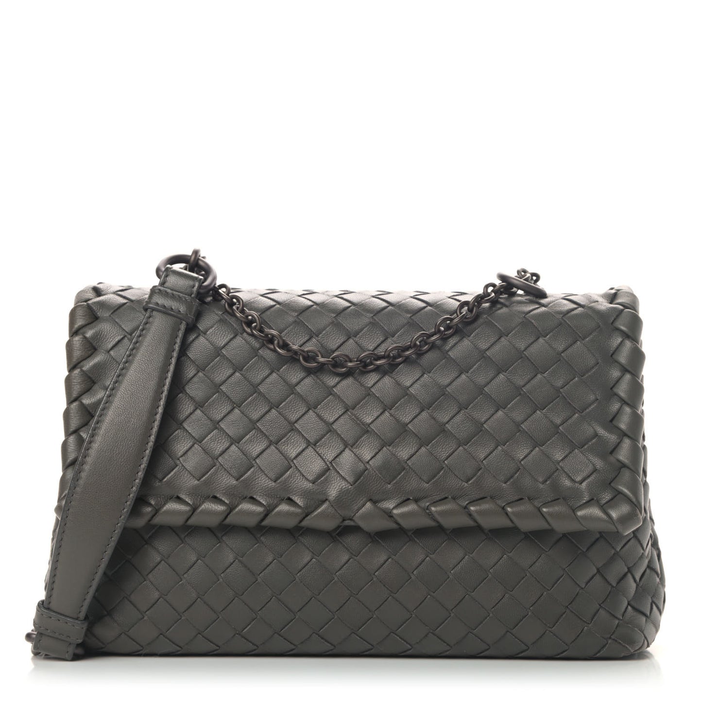 Nappa Intrecciato Baby Olimpia Shoulder Bag Steel