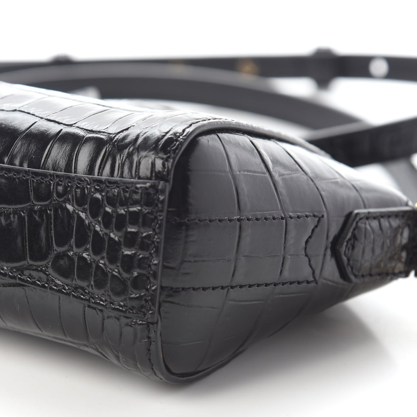 Calfskin Crocodile Embossed Nano Antigona Black