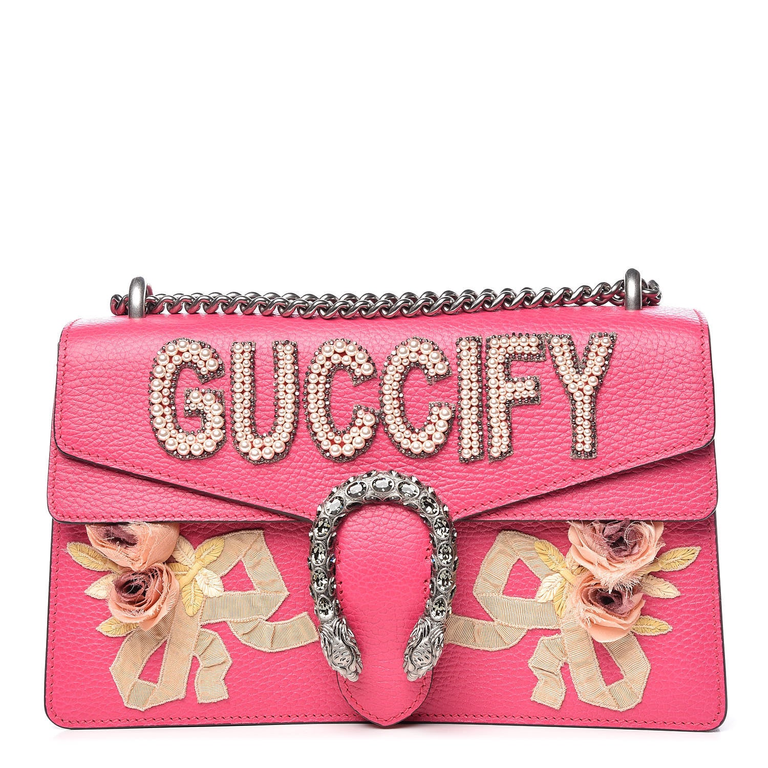 Gucci Pebbled Calfskin Embellished Guccify Small Dionysus Shoulder Bag Rosa 1 of 13