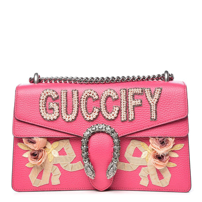 Gucci Pebbled Calfskin Embellished Guccify Small Dionysus Shoulder Bag Rosa 1 of 13
