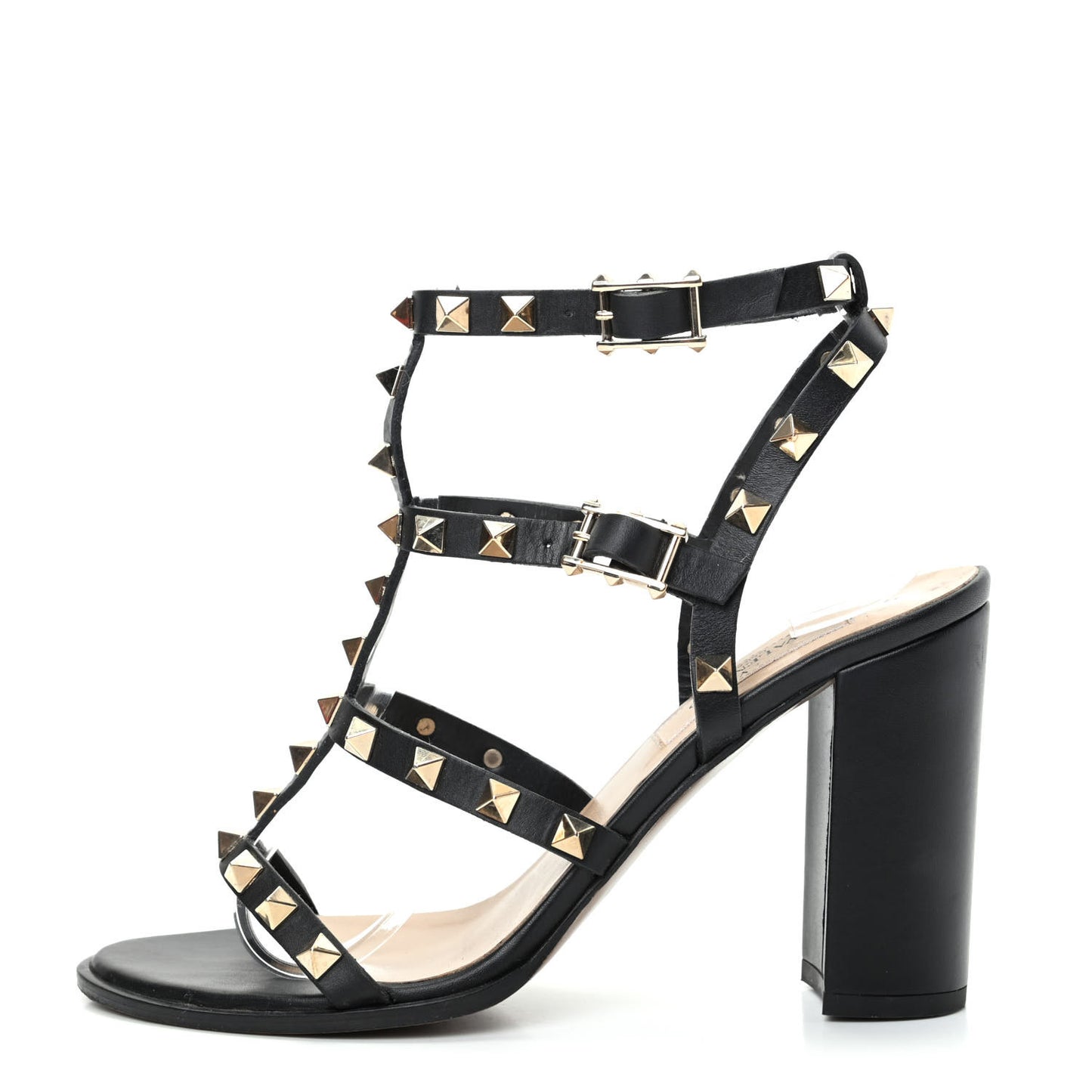 Calfskin Rockstud 90mm City Sandals 36 Black