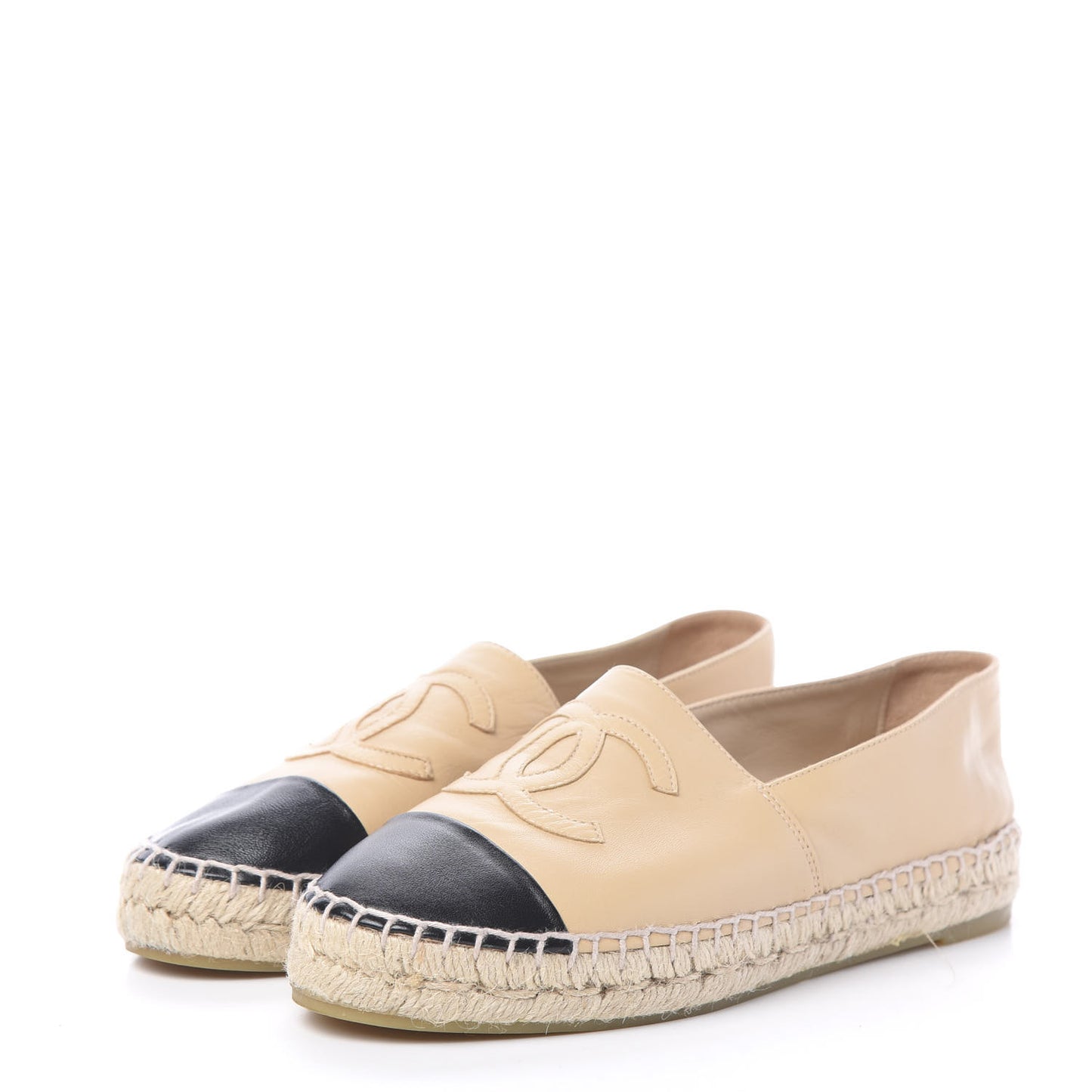 Lambskin CC Espadrilles 37 Beige Black