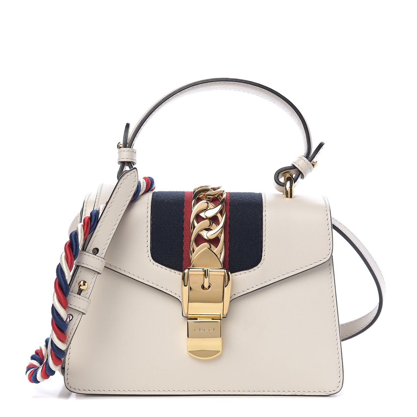 Calfskin Mini Sylvie Top Handle Bag White