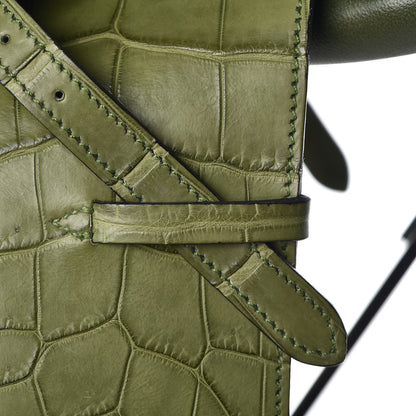 Hermes Crocodile Niloticus Ultra Soft Mini Steinkraus Saddle Vert Pelouse 15 of 34