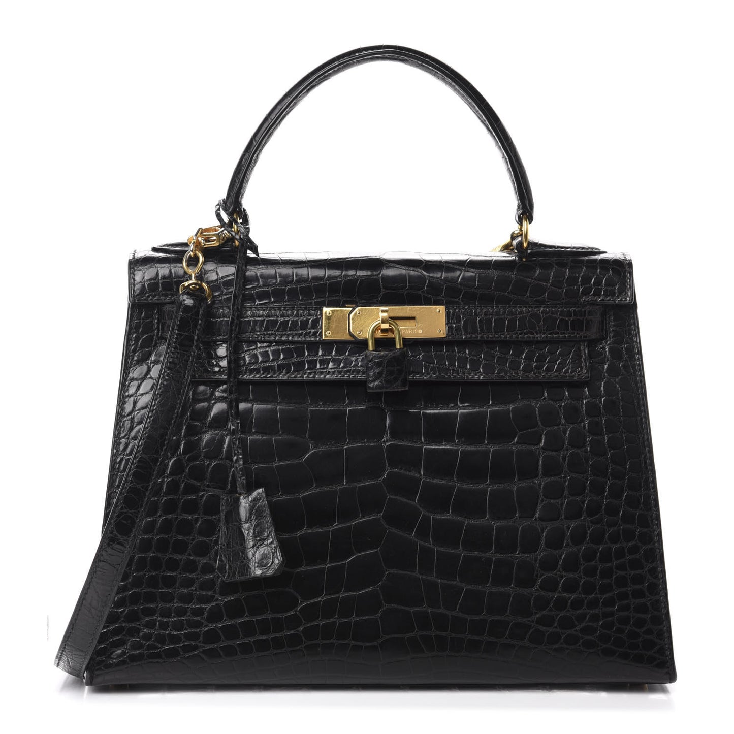 Shiny Alligator Kelly Sellier 28 Black