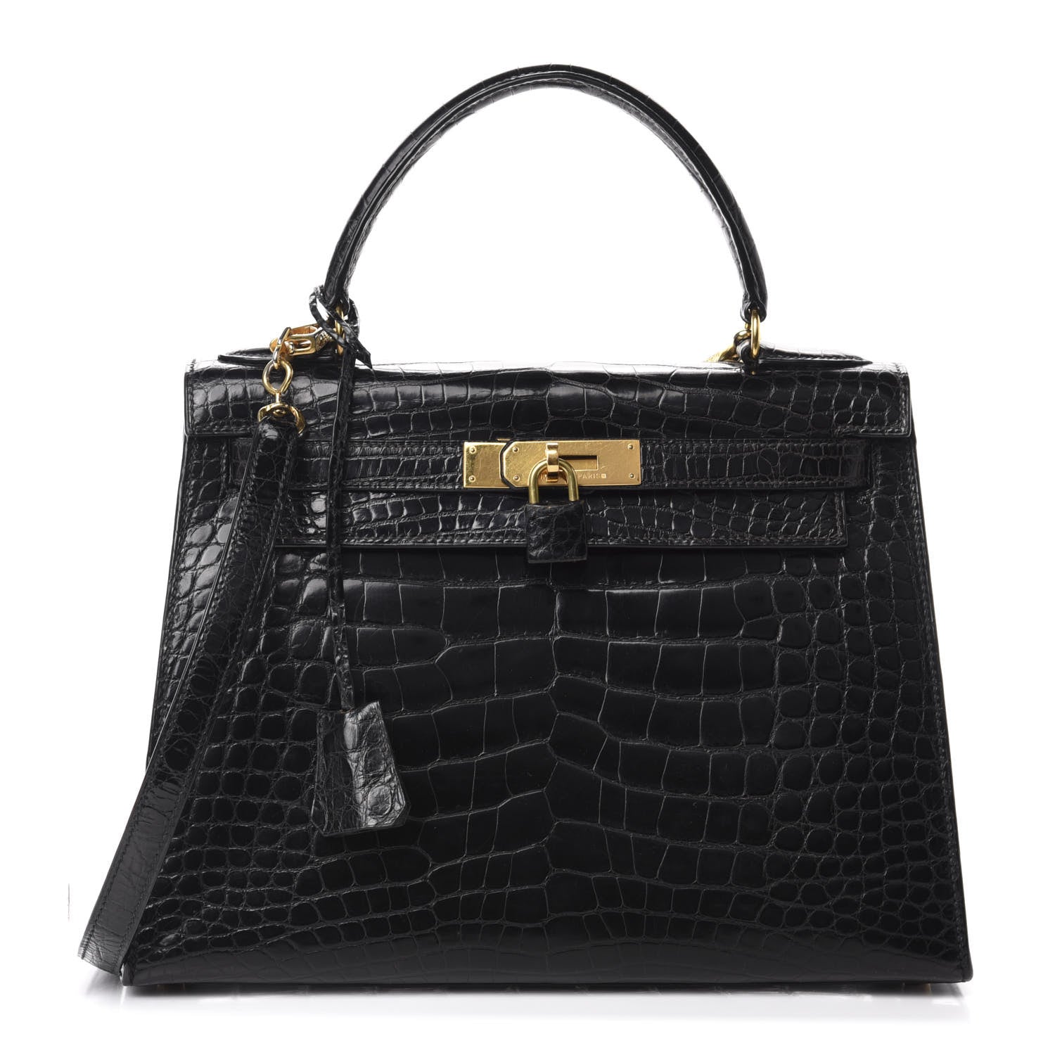 Hermes Shiny Alligator Kelly Sellier 28 Black 1 of 10