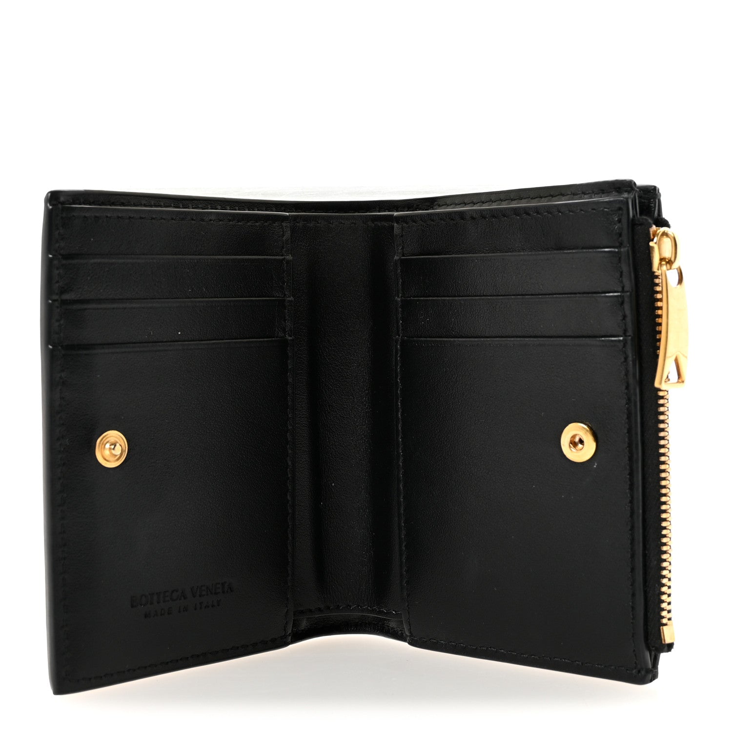 Bottega Veneta Nappa Maxi Intrecciato Small Bi-Fold Zip Wallet Black 5 of 7