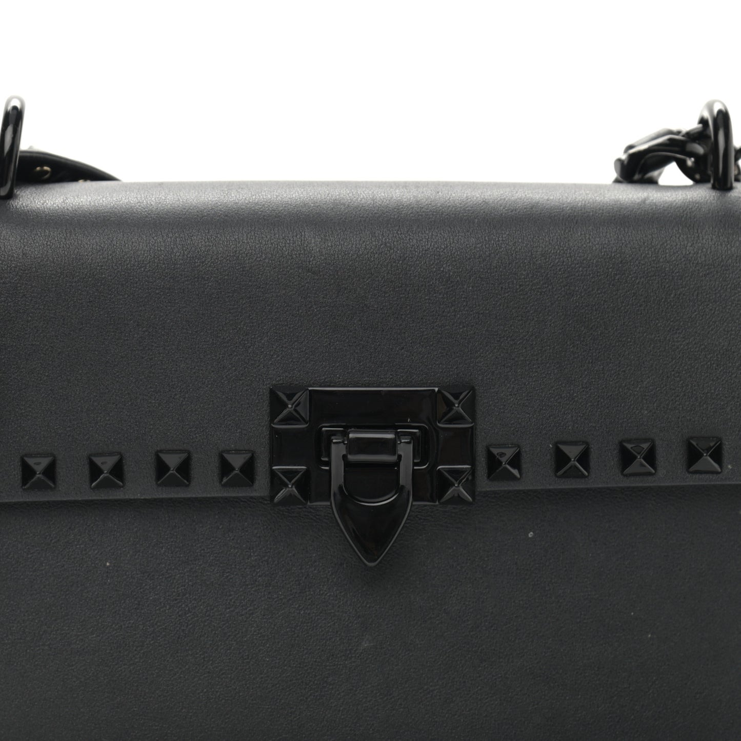 Vitello Monochrome Rockstud Flip Lock Bag Black