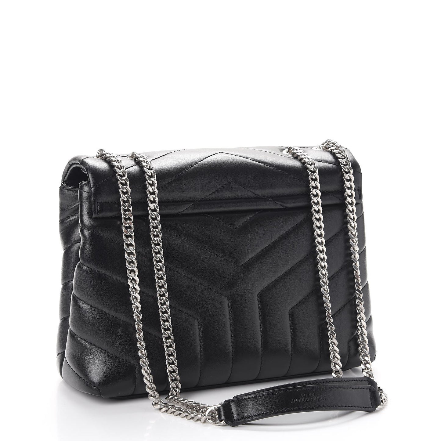 Calfskin Y Quilted Monogram Small Loulou Chain Satchel Black