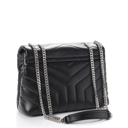 Saint Laurent Calfskin Y Quilted Monogram Small Loulou Chain Satchel Black 3 of 7