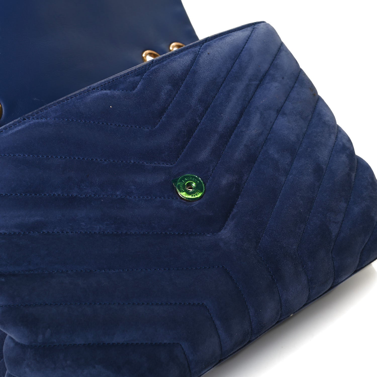 Saint Laurent Suede Y Quilted Monogram Medium Loulou Chain Satchel Blue 16 of 17