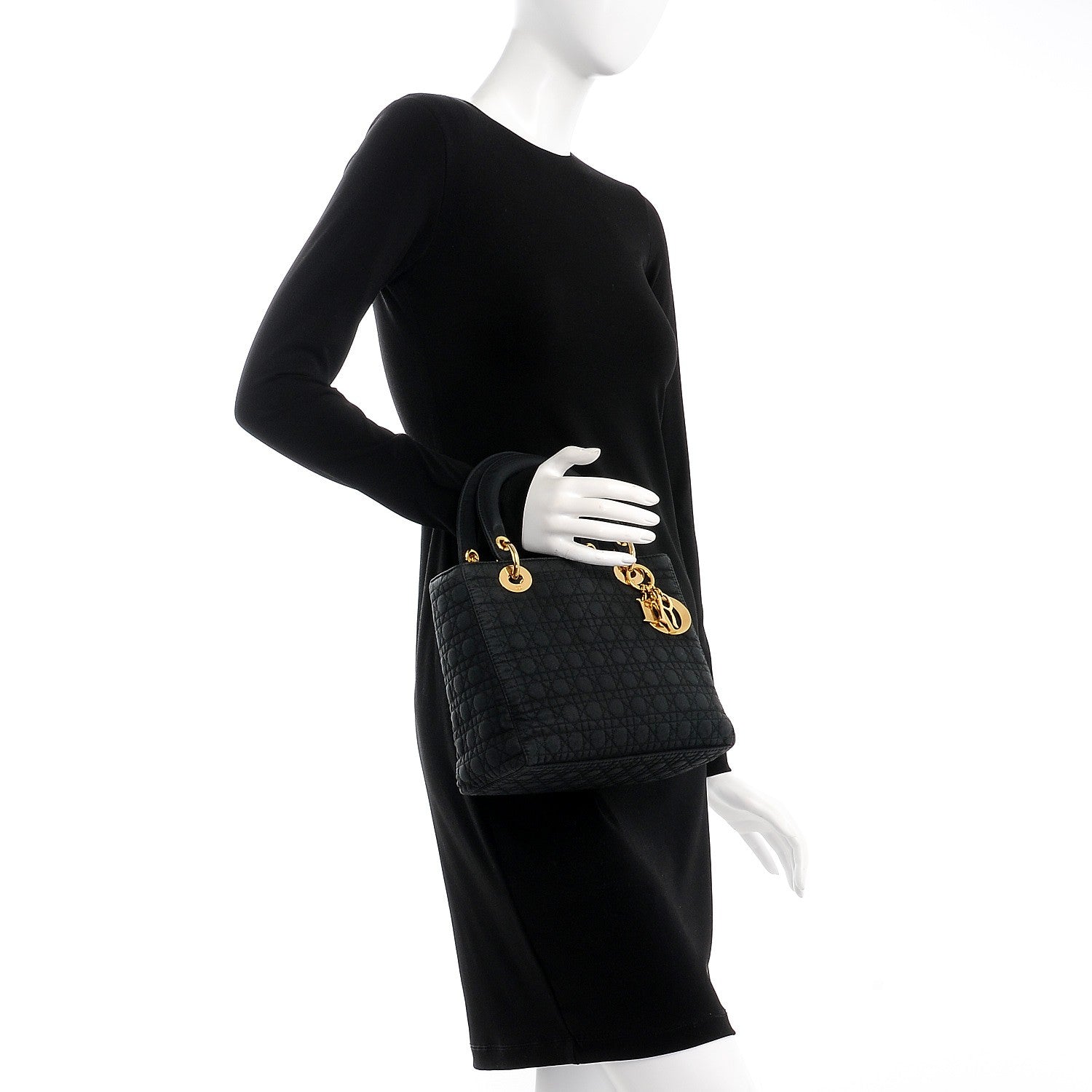 Christian Dior Nylon Cannage Medium Lady Dior Black 2 of 12