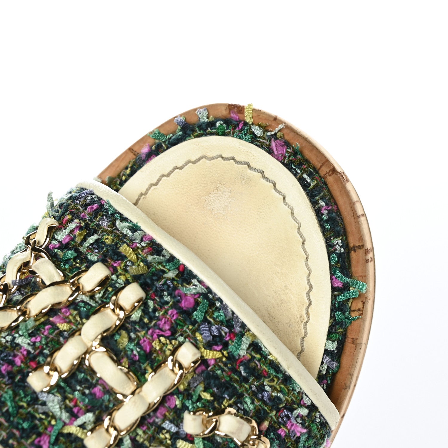 Chanel Tweed Cork Mule Sandal 39 White Multicolor 11 of 13