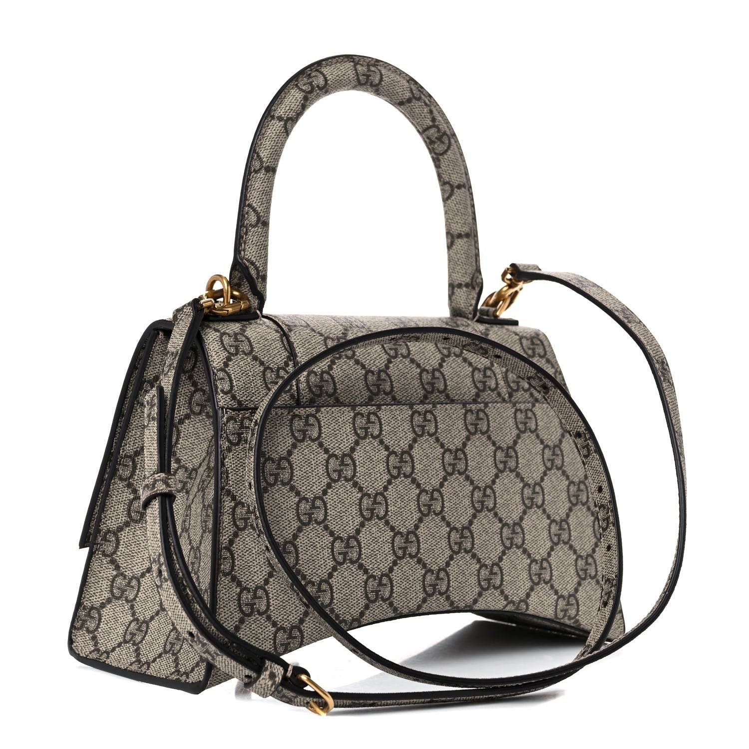 Balenciaga X GUCCI GG Supreme Monogram Small Hourglass Top Handle Bag Beige Ebony 3 of 9
