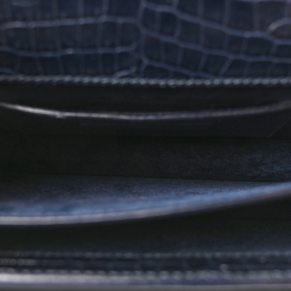 Calfskin Crocodile Embossed Medium Monogram Sunset Navy