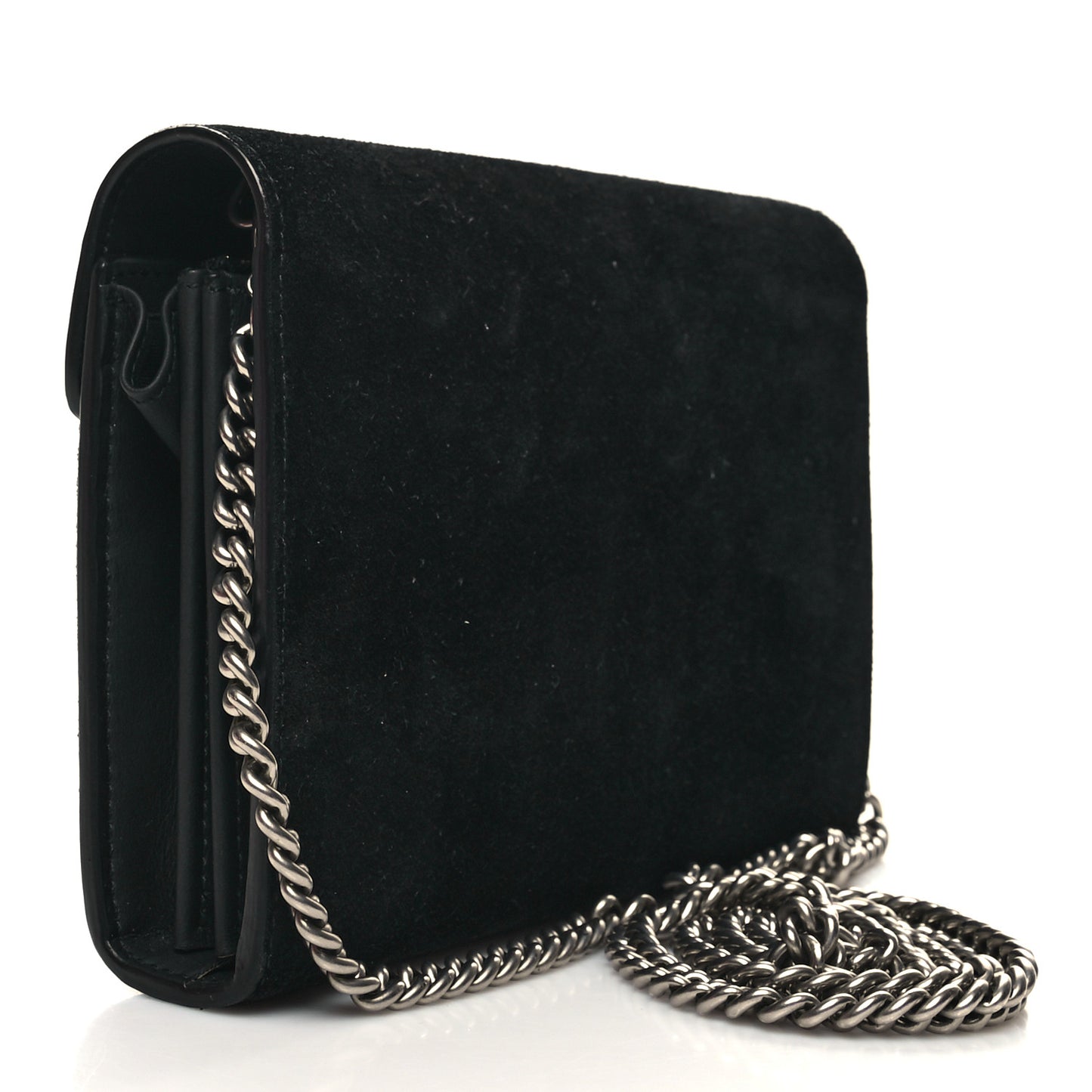 Suede Mini Dionysus Chain Wallet Black