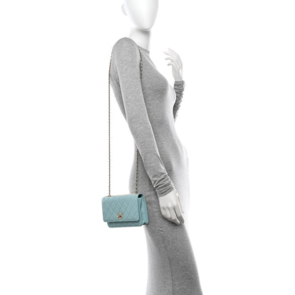 Chanel Lambskin Quilted Trendy CC Wallet On Chain WOC Light Blue 2 of 12