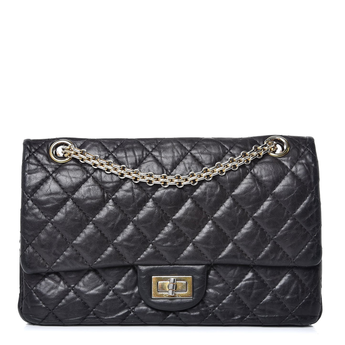 Aged Calfskin Quilted 2.55 Reissue 225 Flap Black