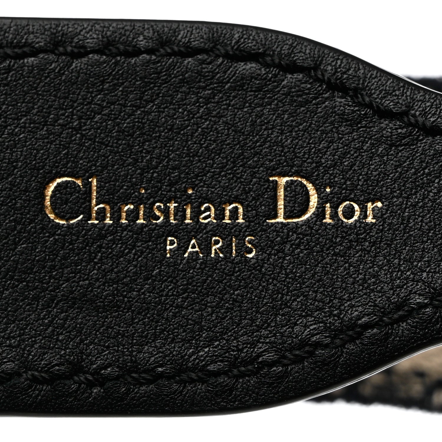 Christian Dior Canvas Embroidered Book Belt 80 32 Black Beige 3 of 7
