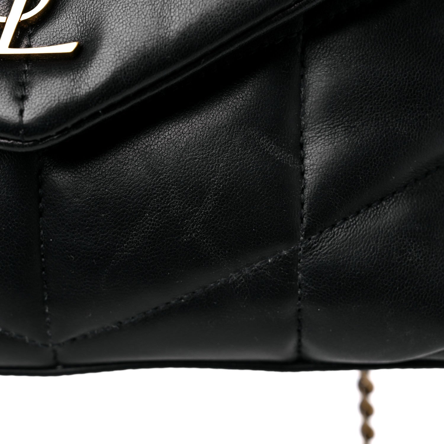 Saint Laurent Lambskin Quilted Toy Loulou Puffer Monogram Chain Satchel Black 11 of 13