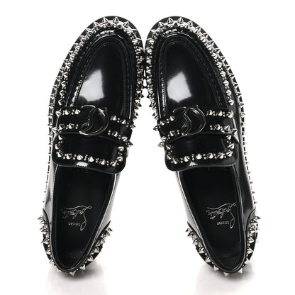 Christian Louboutin Calfskin Abrasivato Spike Womens Loafers 38.5 Black 2 of 9