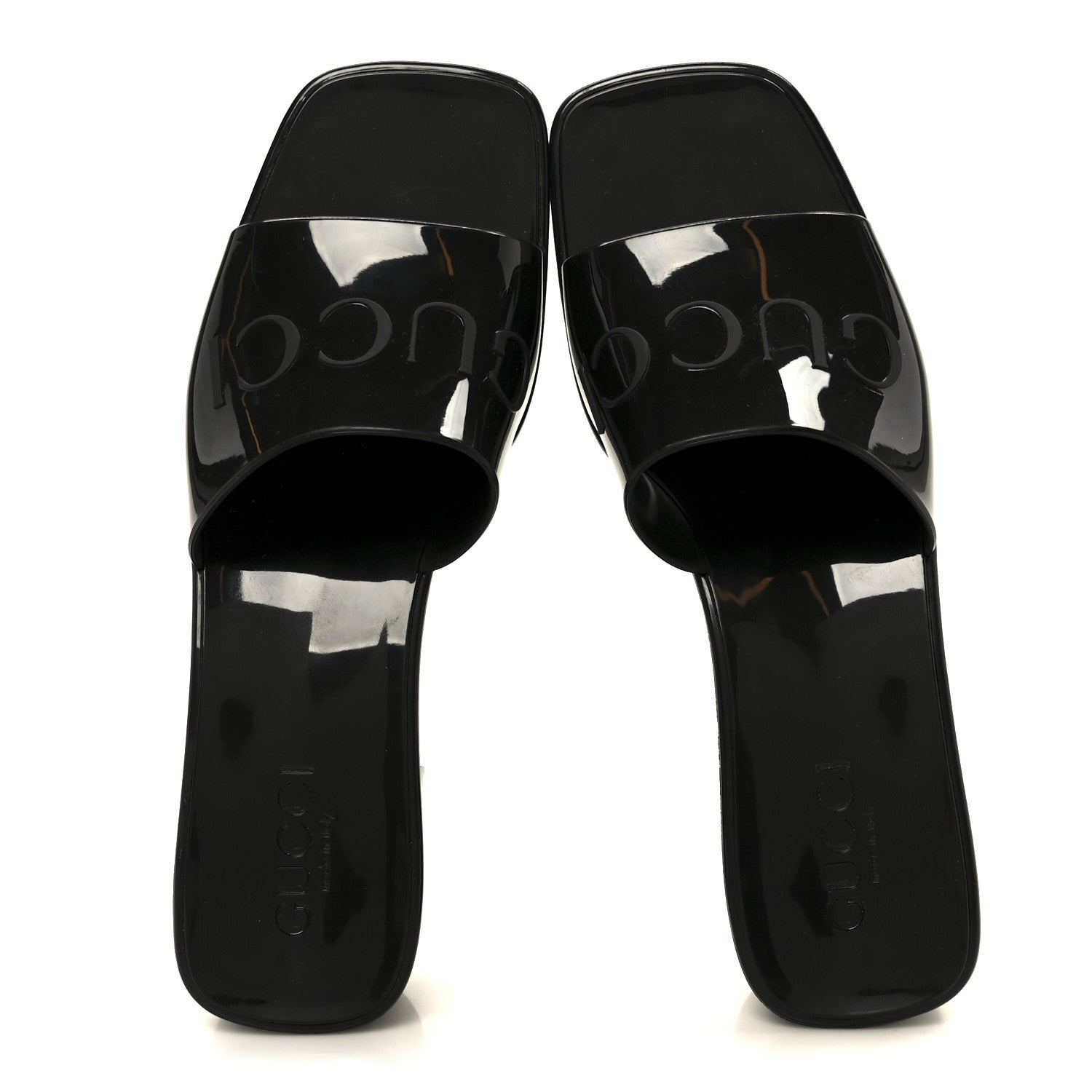 Gucci Rubber Gucci Logo Womens Platform 20/60mm Slide Sandals 38