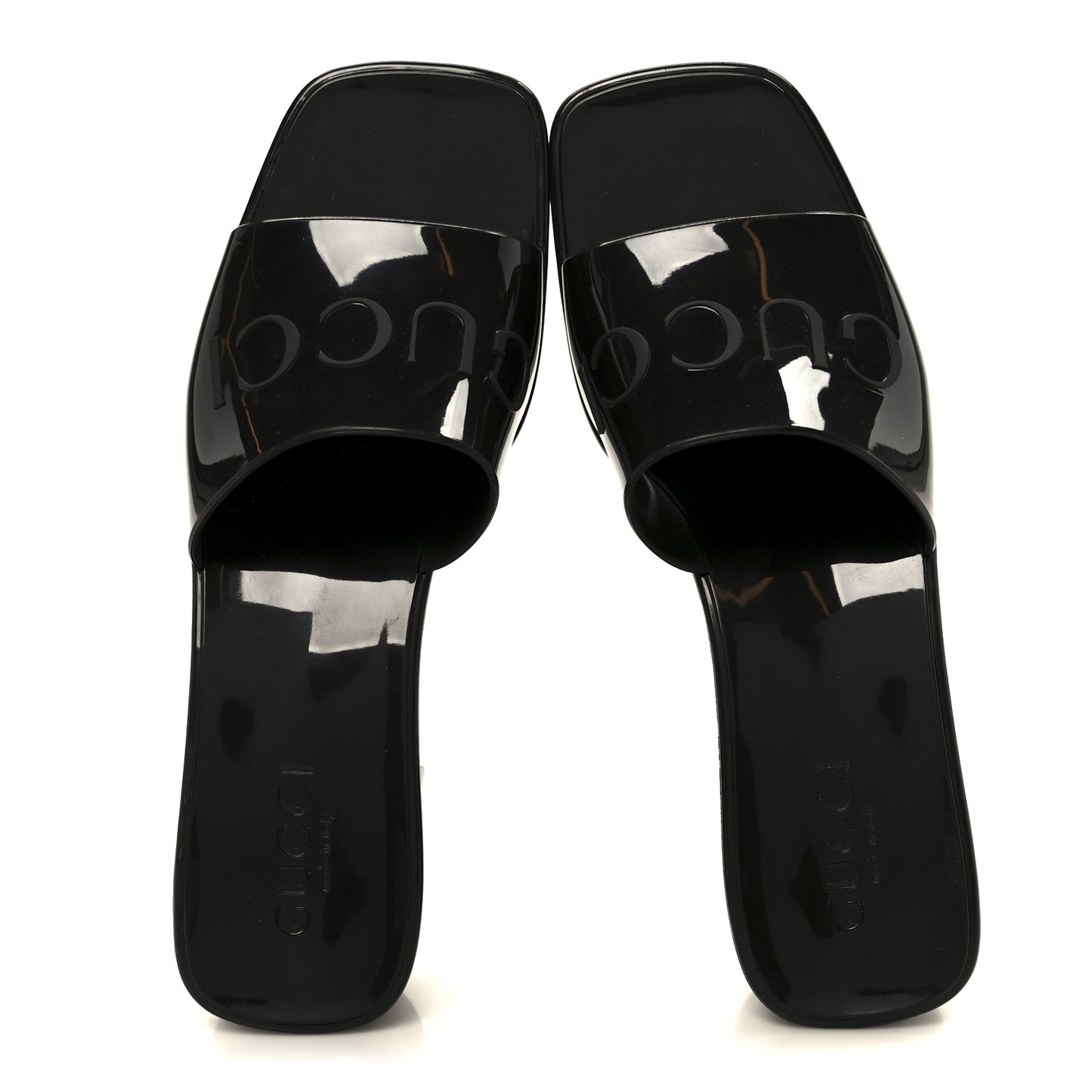 Rubber Gucci Logo Womens Platform 20/60mm Slide Sandals 38 Black