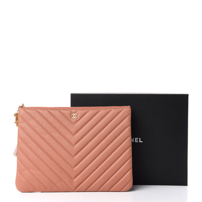 Chanel Caviar Chevron Quilted Ancient Greek Charms Medium Cosmetic Case Dark Beige 8 of 8