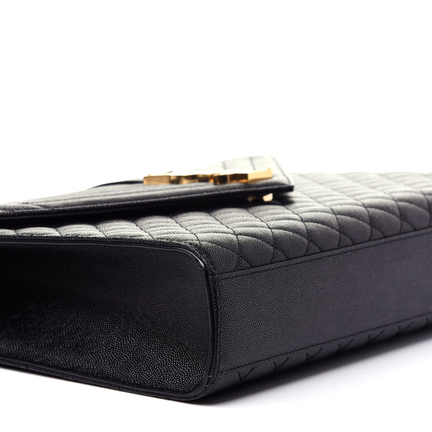 Grain De Poudre Textured Mixed Matelasse Large Triquilt Monogram Satchel Black
