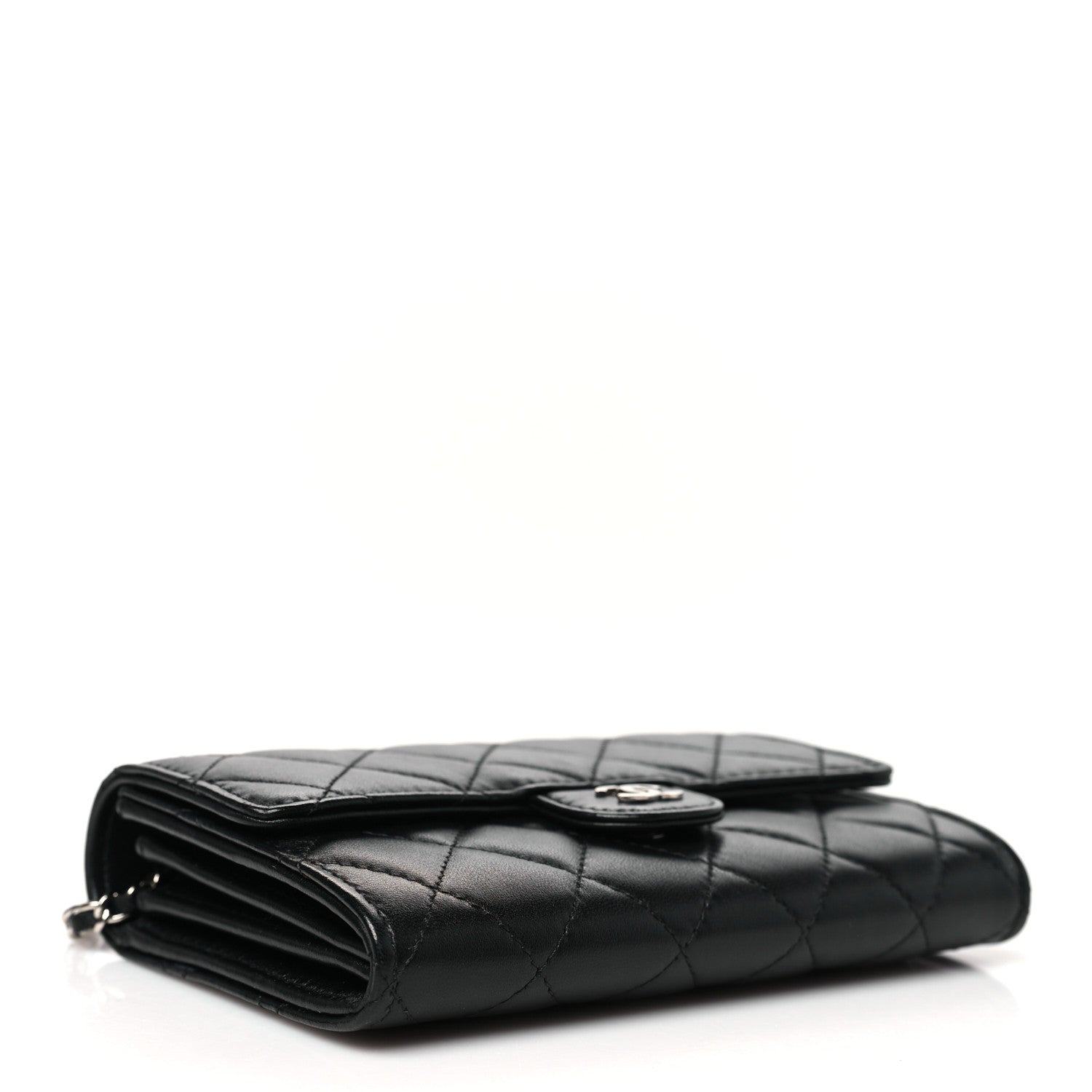 Chanel Lambskin Quilted Mini French Wallet On Chain WOC Black 4 of 11