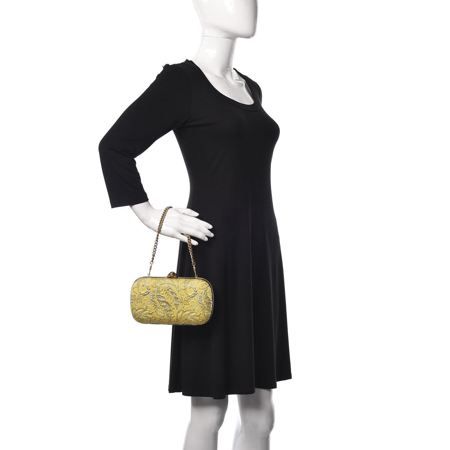 Gucci Brocade Floral Broadway Clutch Yellow 2 of 9