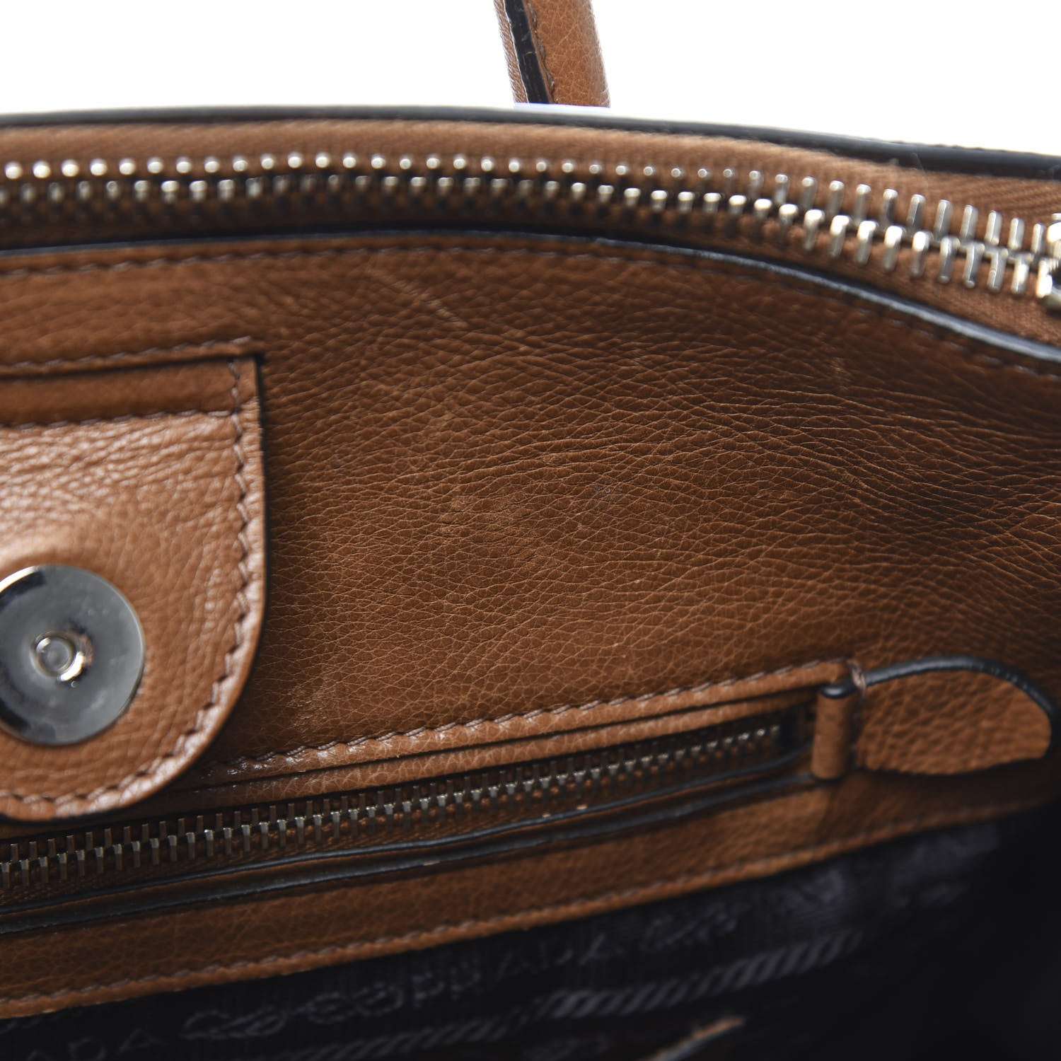 Prada Glace Calf Twin Pocket Tote Cannella 16 of 20