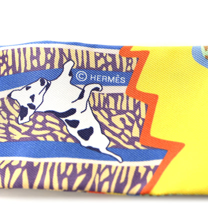 Hermes Silk En Liberte Twilly Jaune Vif Bleu Rouge 4 of 4